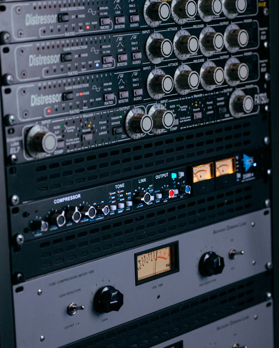 Distressors and outboard compressors in Studio 1