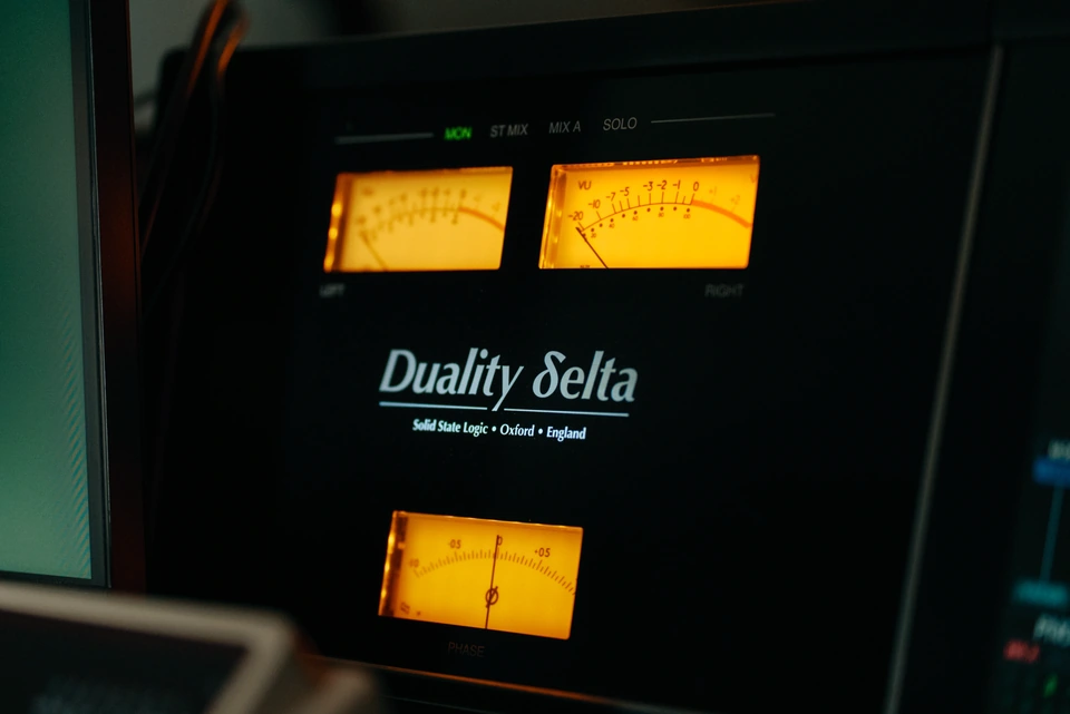Illuminated VU meters on the SSL Duality Delta console