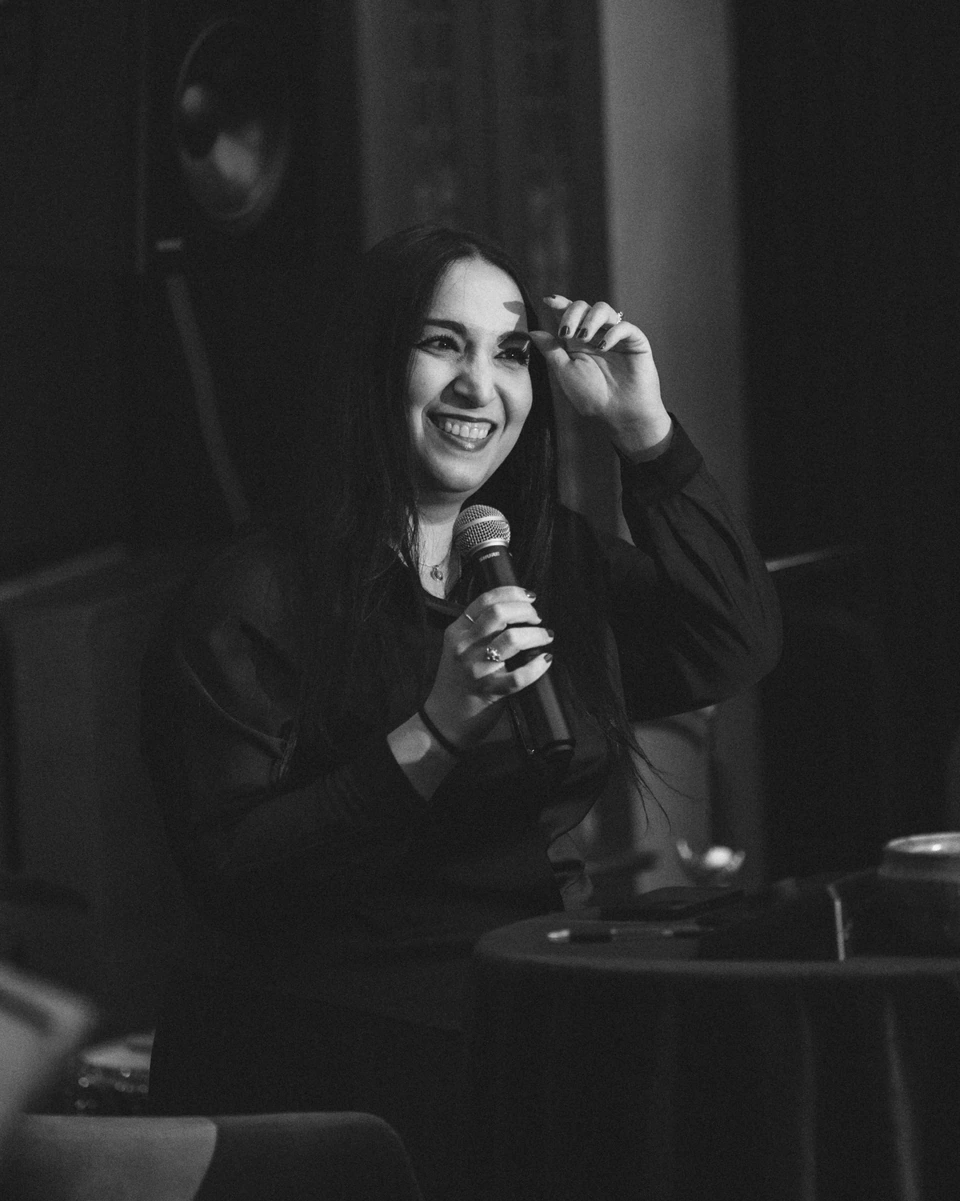 A speaker taking part in the Dolby event