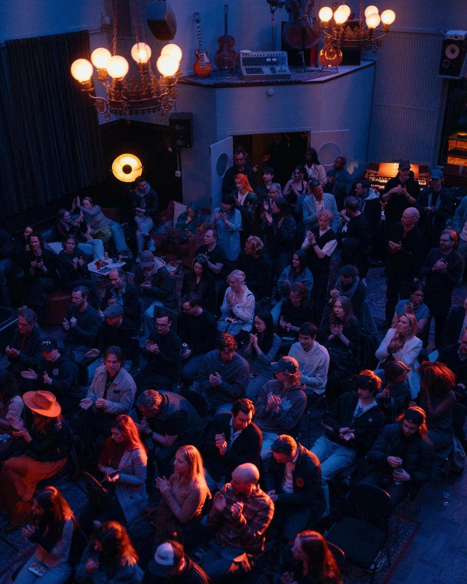 Guests gathered in the IMRSV recording room for the Dolby event